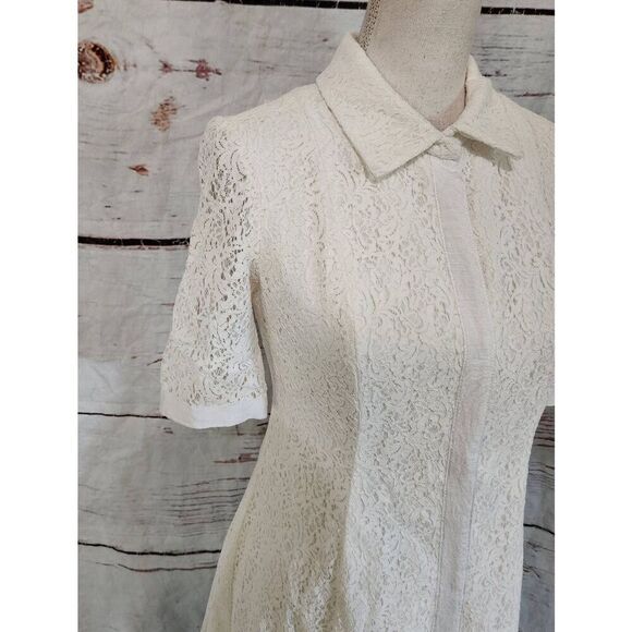 Gal Meets Glam Leighton Lace Shirt Dress Size 4 - Picture 5 of 7